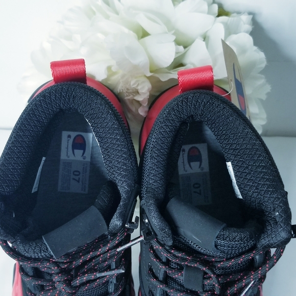 Champion Bromad C Lock Black/Scarlet Red Sneaker Boots Size 7 Youth - Picture 10 of 16